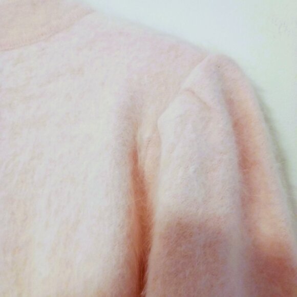 Lee Sands O/S Granny Core Long Angora Blend Baby Pink Cardigan W/ Embellishment - Picture 5 of 16